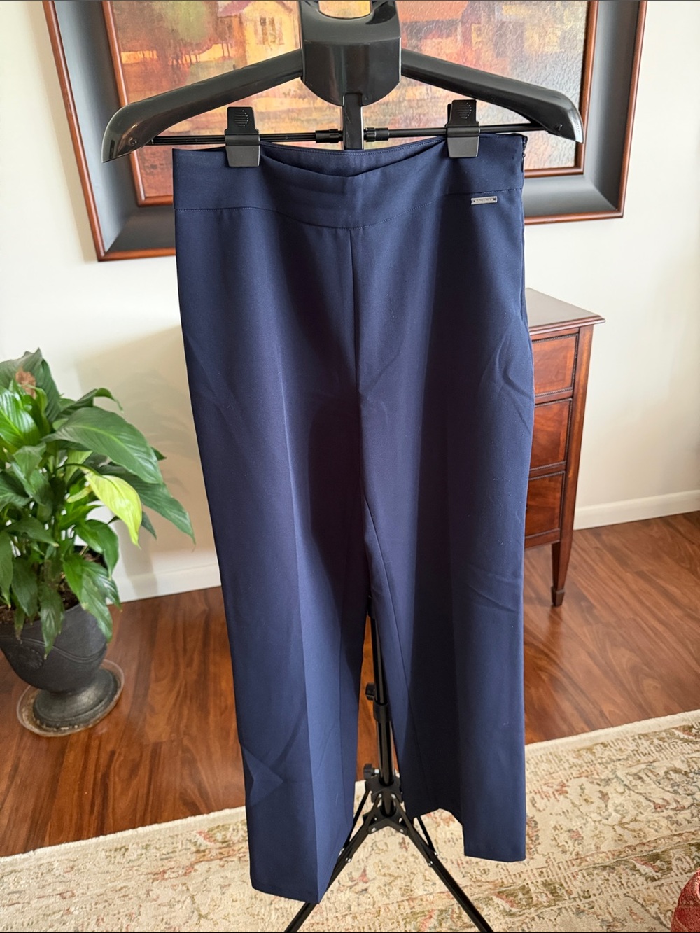 Tahari Navy Straight-Leg Dress Trousers